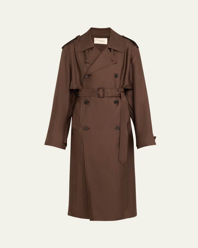 Belted Silk Trench Coat